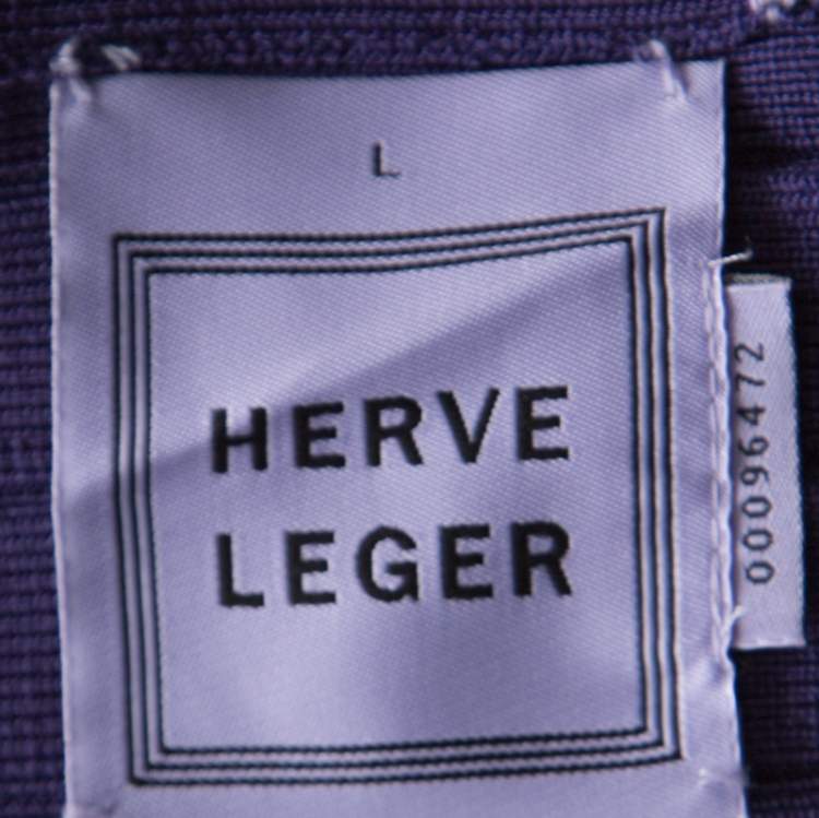 Pre Owned Herve Leger Purple Sleeveless Bandage Dress L