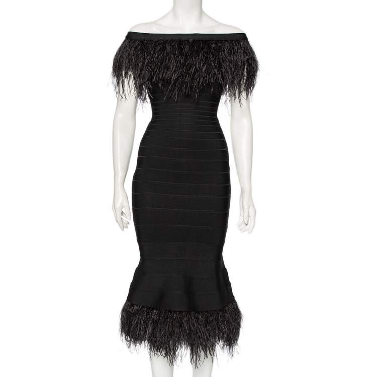 Herve leger shop feather dress