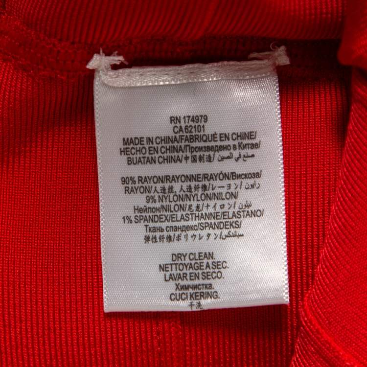 مملوكة مسبقًا Herve Leger Red Bandage Sara Strapless Bodycon Flute Dress L