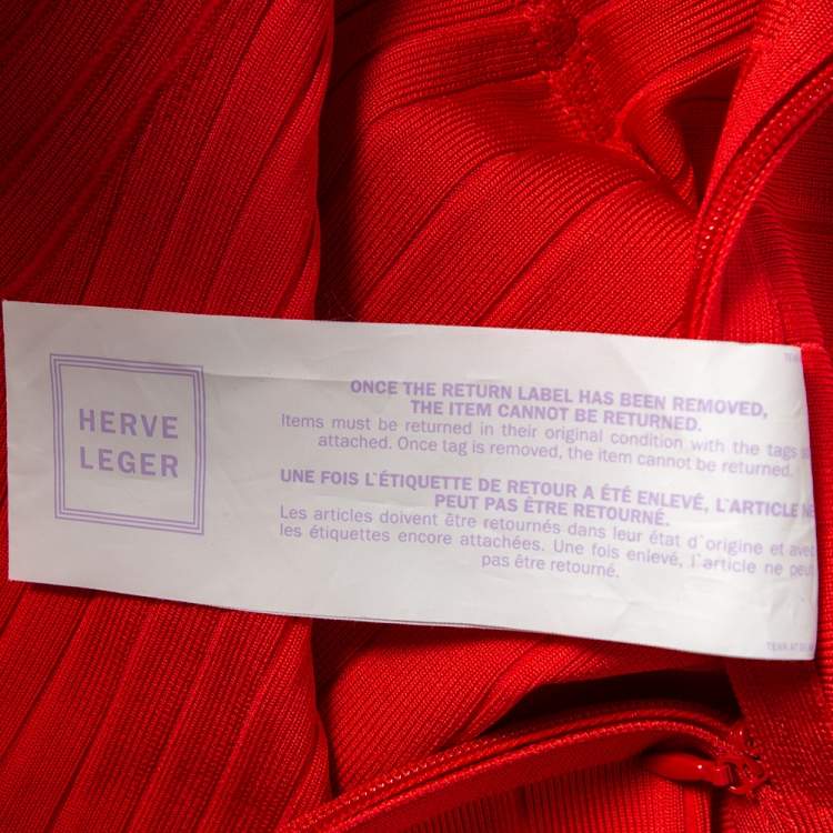 مملوكة مسبقًا Herve Leger Red Bandage Sara Strapless Bodycon Flute Dress L
