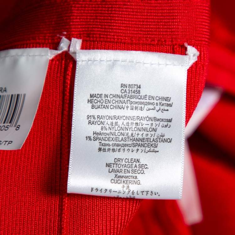 Pre Owned Herve Leger Coral Pink Bandage Kyra Mini Dress XS