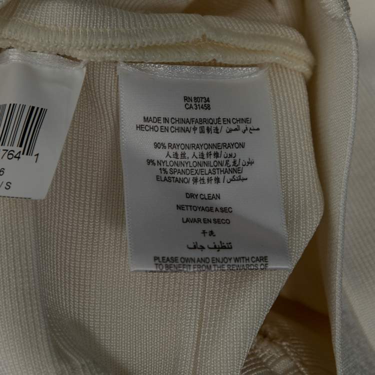 Pre Owned Herve Leger Off White Bandage Sleeveless Bodycon Mini Dress S