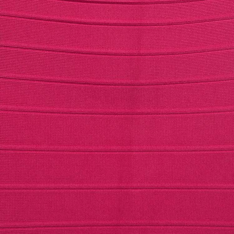 Pre Owned Herve Leger Dark Crimpson Knit Fit & Flare Midi Skirt M