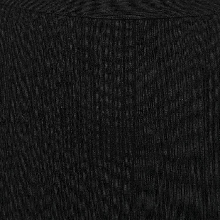 Pre Owned Herve Leger Black Ribbed Knit Pencil Skirt S