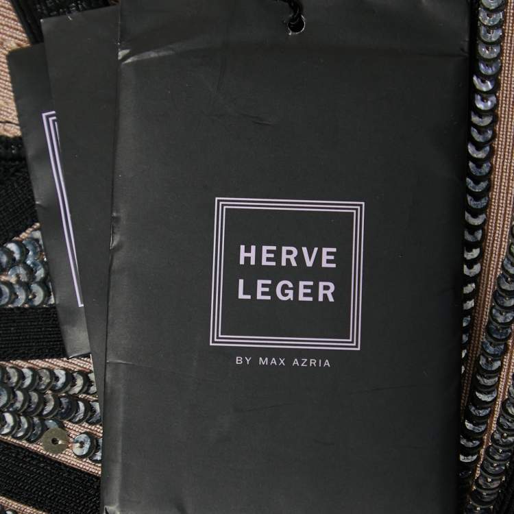 Pre Owned Herve Leger Black Bandage Knit Halle Maxi Dress M
