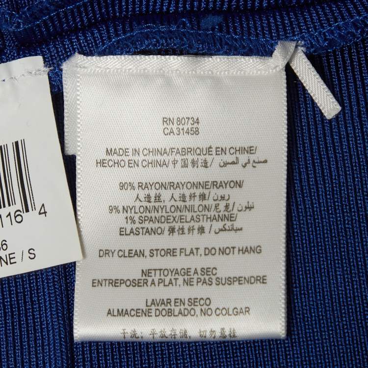 Pre Owned Herve Leger Blue Knit Sleeveless Bandage Dress S