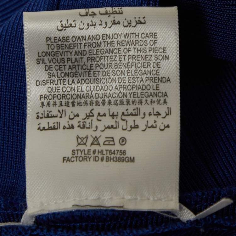 Pre Owned Herve Leger Blue Knit Sleeveless Bandage Dress S