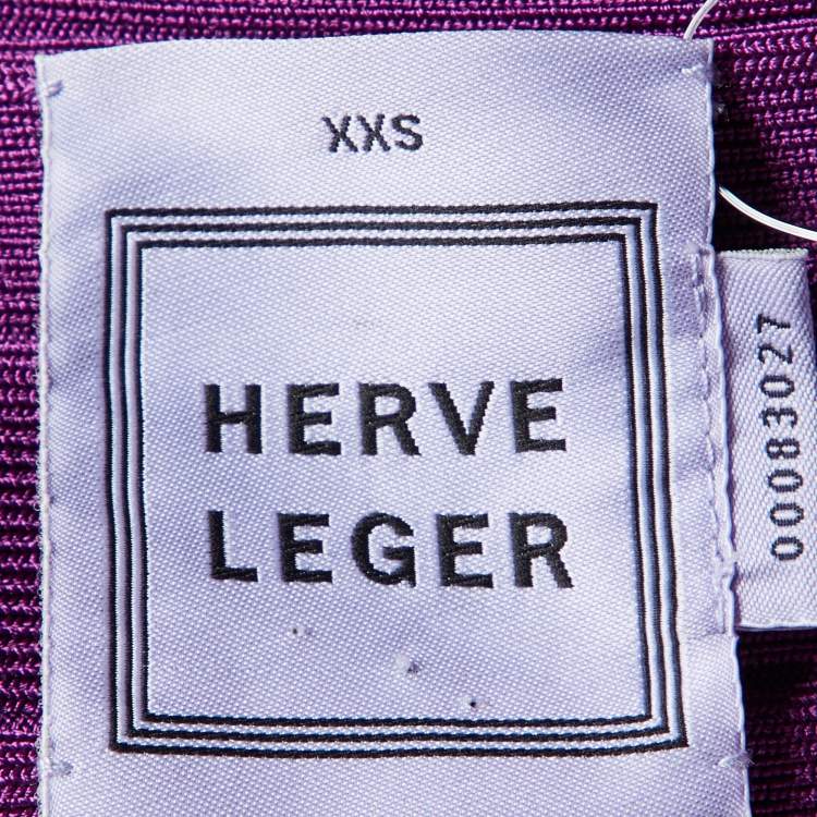 Pre Owned Herve Leger Magenta Pink Bandage Knit Bodycon Dress XXS