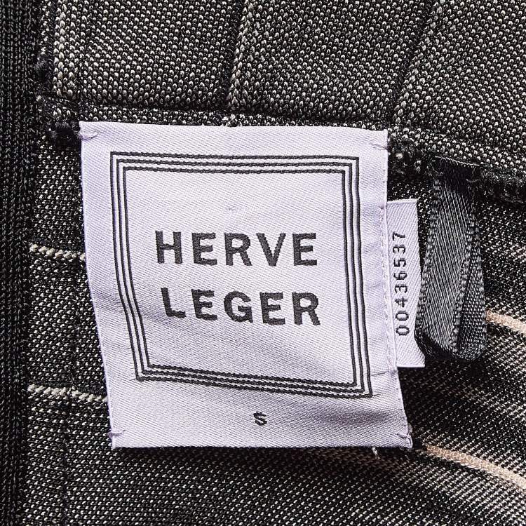 مملوكة مسبقًا Herve Leger Black/Pink Bare Comb Pattern Jersey Sleeveless Mini Dress S