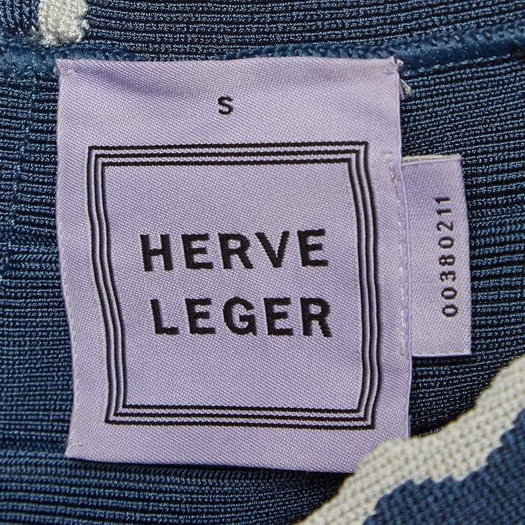 Pre Owned Herve Leger Blue Bandage Jersey Short Dress S