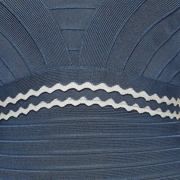 Pre Owned Herve Leger Blue Bandage Jersey Short Dress S