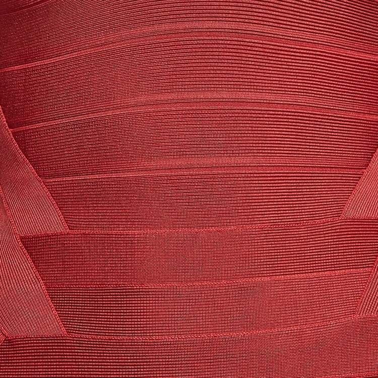 Pre Owned Herve Leger Scarlet Red Jersey Sleeveless Bandage Dress S