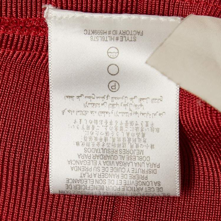 Pre Owned Herve Leger Scarlet Red Jersey Sleeveless Bandage Dress S