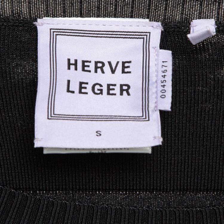 Pre Owned Herve Leger Black Perforated Knit Sweatshirt S