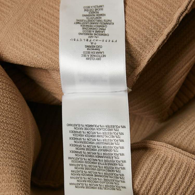 Pre Owned Herve Leger Beige Patterned Jersey Corset Midi Dress S