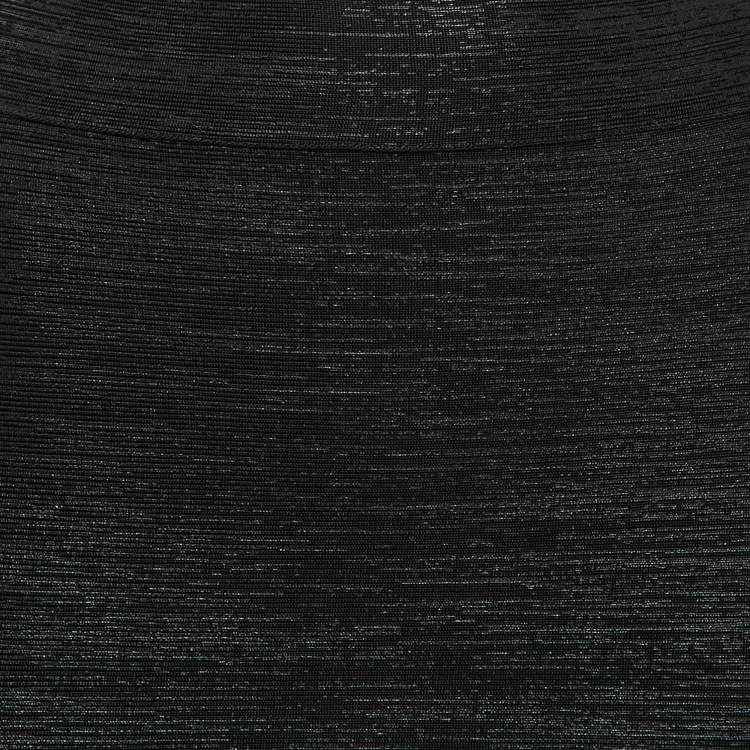 Pre Owned Herve Leger Black Coated Bandage Knit Mini Skirt XS