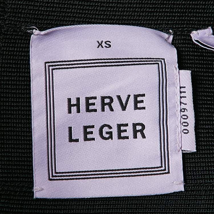 Pre Owned Herve Leger Black Coated Bandage Knit Mini Skirt XS