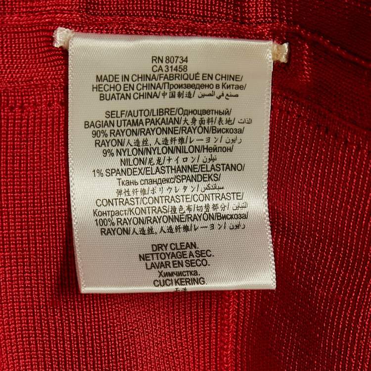 Pre Owned Herve Leger Lipstick Red Bandage Knit Sleeveless Rilla Maxi Dress M