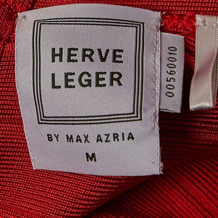 Pre Owned Herve Leger Lipstick Red Bandage Knit Sleeveless Rilla Maxi Dress M