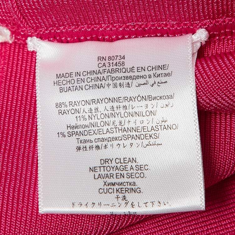 Pre Owned Herve Leger Pink Bandage Knit Cap Sleeve Flared Gown S