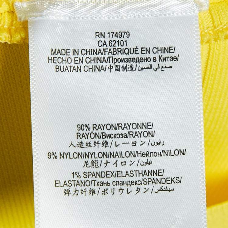 Pre Owned Herve Leger Yellow Stretch Knit Bandage Mini Dress M
