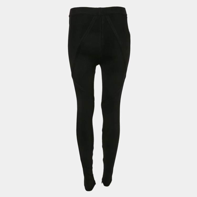 Pre Owned Herve Leger Black Stretch Knit Leggings S