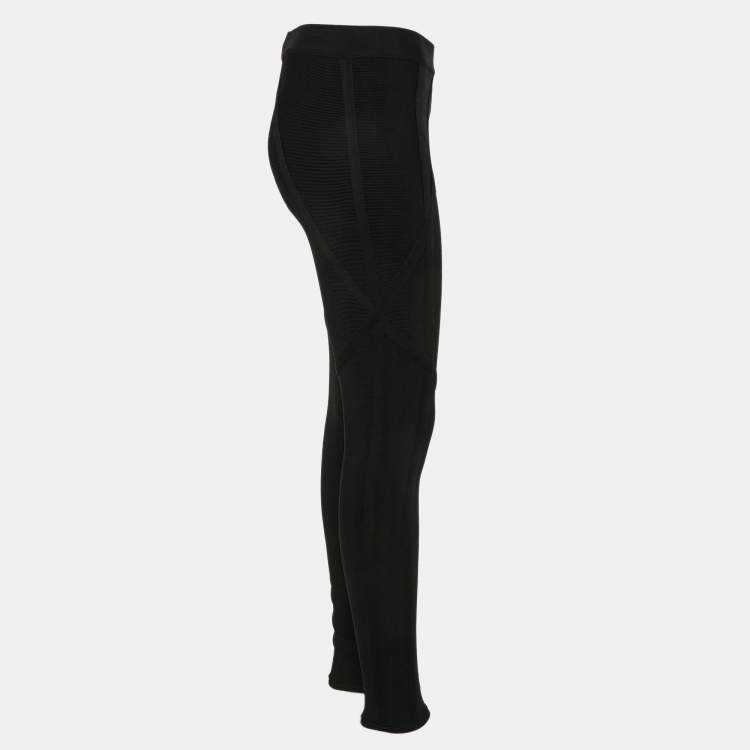 Pre Owned Herve Leger Black Stretch Knit Leggings S
