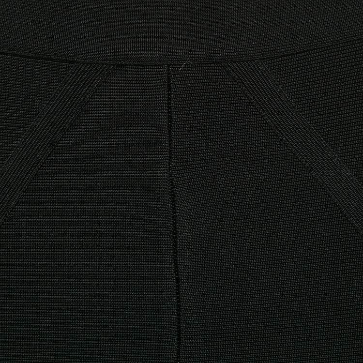 Pre Owned Herve Leger Black Stretch Knit Leggings S