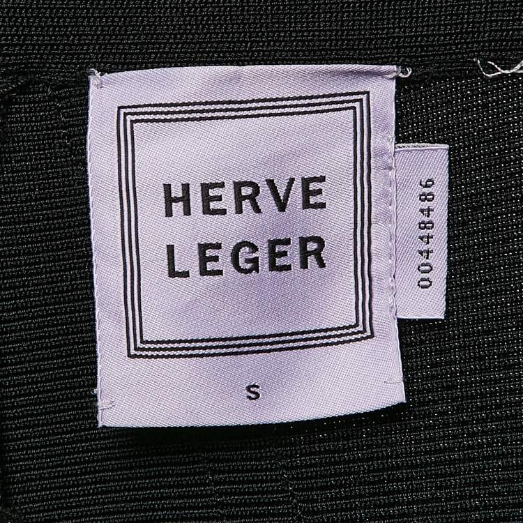 Pre Owned Herve Leger Black Stretch Knit Leggings S