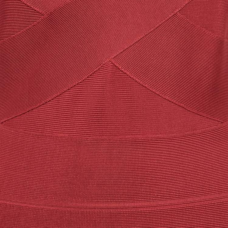 Pre Owned Herve Leger Pink Bandage Knit Cross Front Bodycon Maxi Dress M