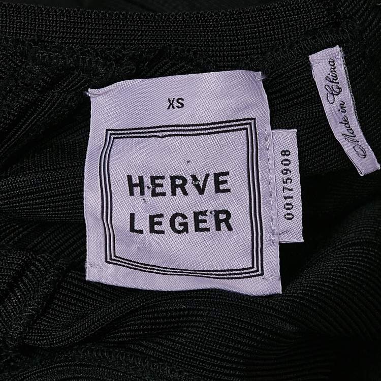 Pre Owned Herve Leger Black Knit Mini Lane Bandage Dress XS