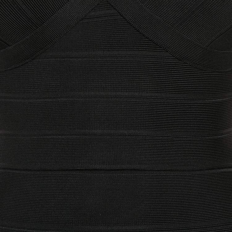 Pre Owned Herve Leger Black Knit Mini Lane Bandage Dress XS