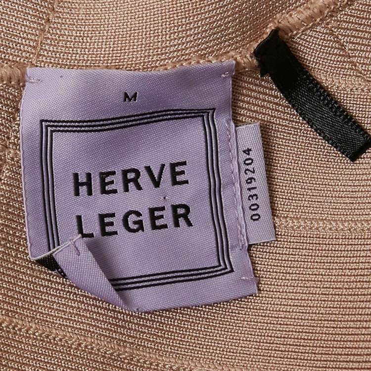 Pre Owned Herve Leger Bare Pink Bandage Knit Sleeveless Mini Dress M