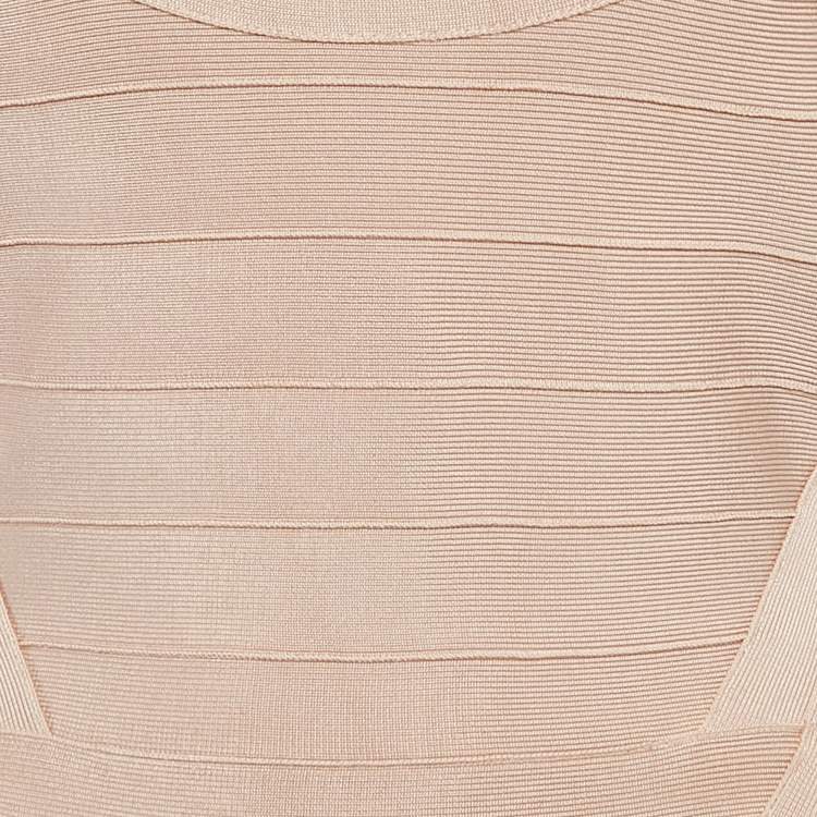 Pre Owned Herve Leger Bare Pink Bandage Knit Sleeveless Mini Dress M