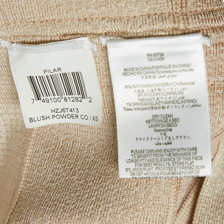 Pre Owned Herve Leger Beige Bandage Knit Sequin Bodycon Dress XS