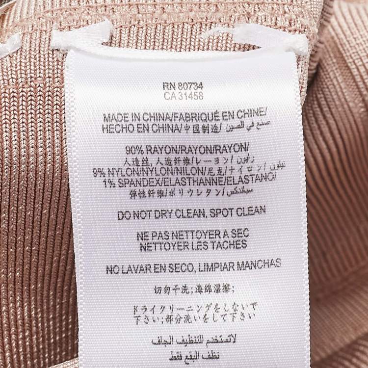 Pre Owned Herve Leger Pink Coated Knit Bandage Knit Sleeveless Bodycon Dress S