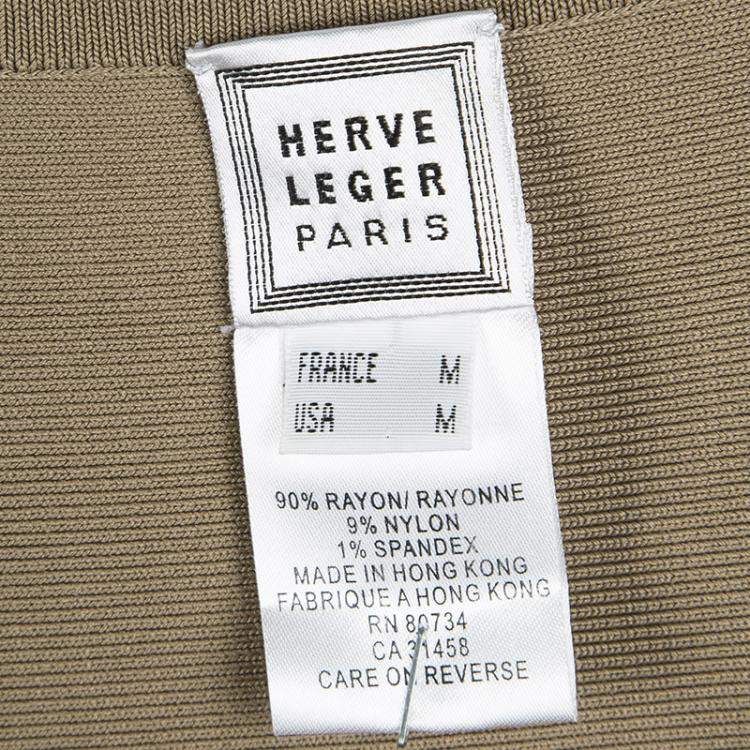 Pre Owned Herve Leger Brown Bandage Tie Detail Top and Skirt Set M
