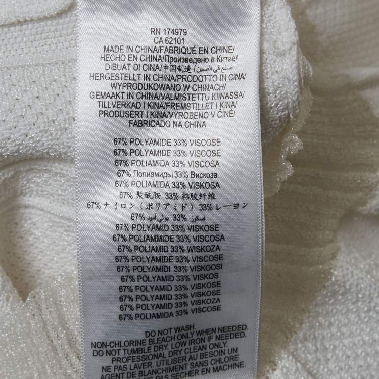 Pre Owned Herve Leger White Jersey Long Sleeve Mini Dress S