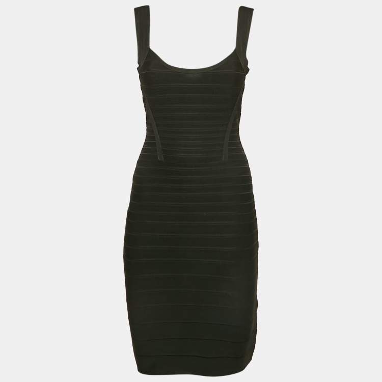 مملوكة مسبقًا Herve Leger Black Knit Sleeveless Bandage Dress S