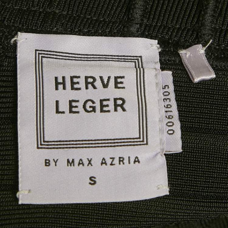 مملوكة مسبقًا Herve Leger Black Knit Laser-Cut Detail Karolina Bandage Short Dress S