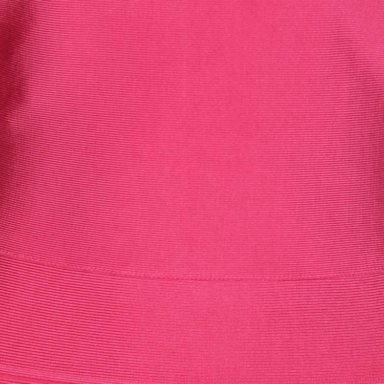 Pre Owned Herve Leger Pink Bandage Knit Cutout Bodycon Dress S