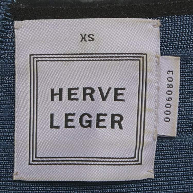 Pre Owned Herve Leger China Blue Bandage Mini Dress XS 