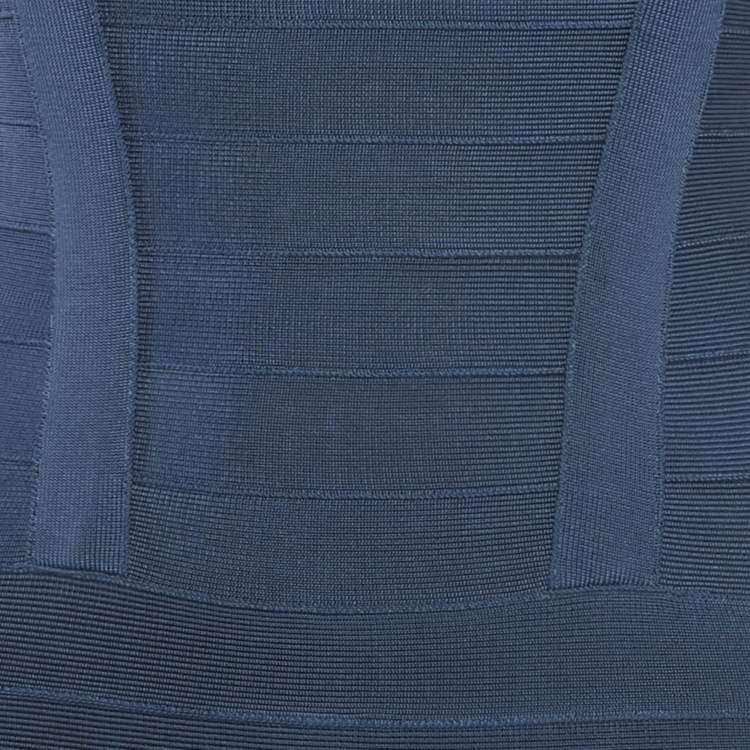 Pre Owned Herve Leger China Blue Bandage Mini Dress XS 