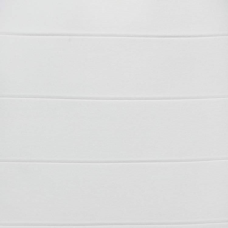 Pre Owned Herve Leger x Julia Restoin Roitfeld White Jersey Midi Skirt L