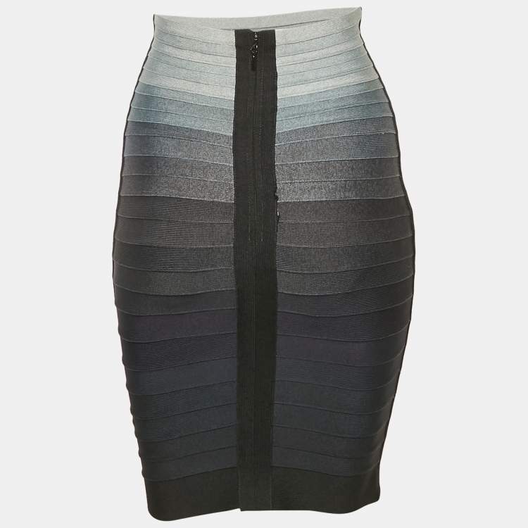 Pre Owned Herve Leger Grey Bandage Knit Pencil Skirt XS
