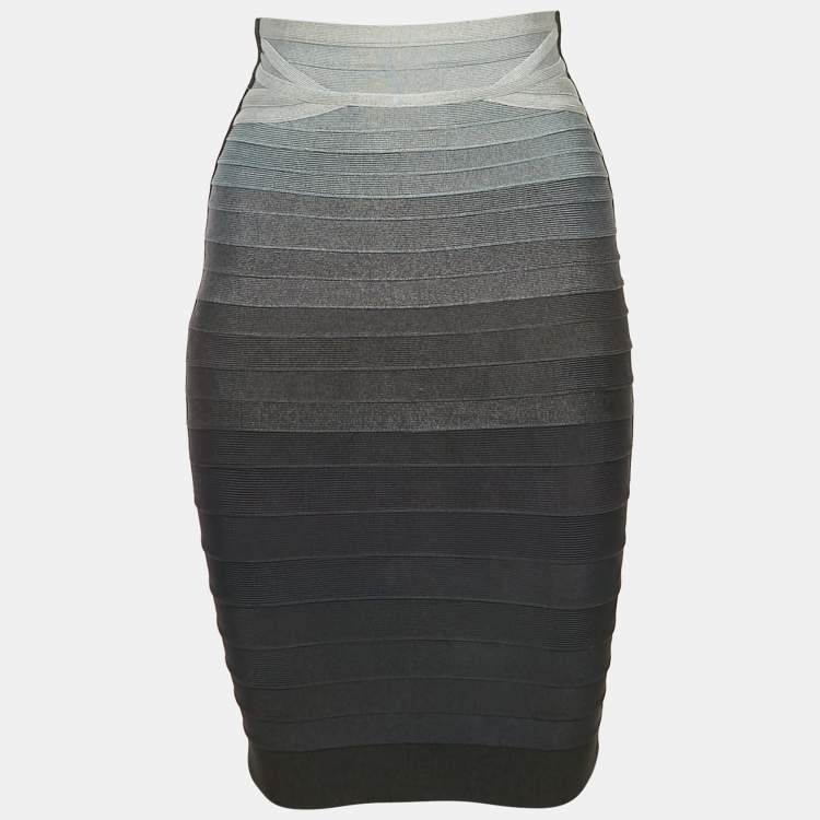 Pre Owned Herve Leger Grey Bandage Knit Pencil Skirt XS