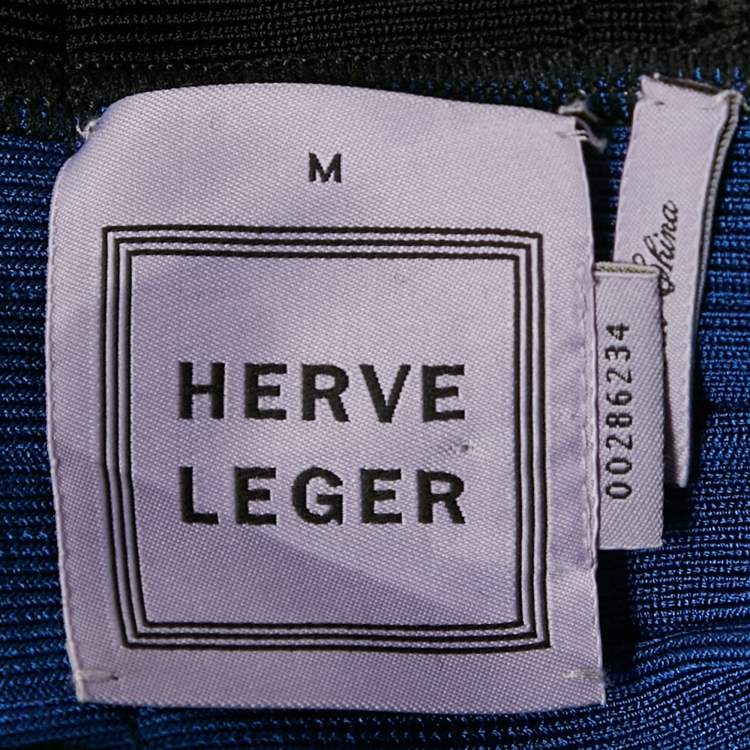 Pre Owned Herve Leger Colorblocked Bandage Knit Reona Dress M