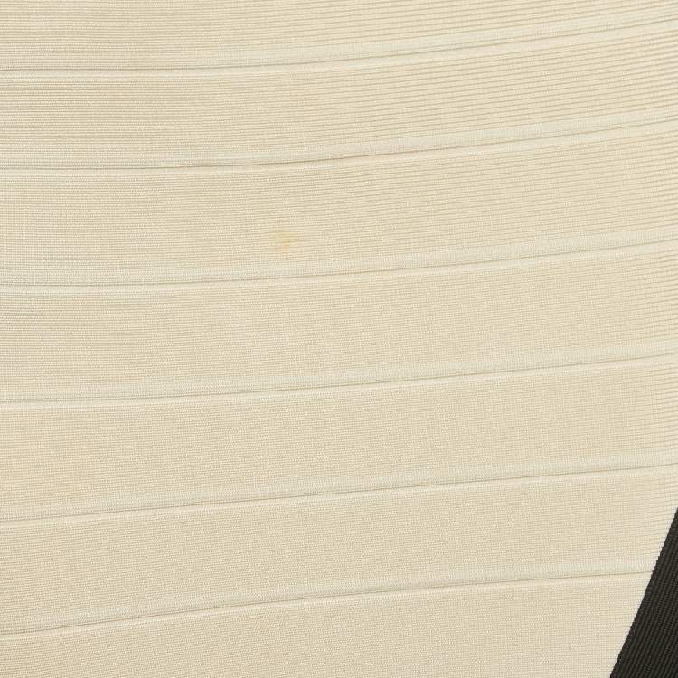 Pre Owned Herve Leger Colorblocked Bandage Knit Reona Dress M