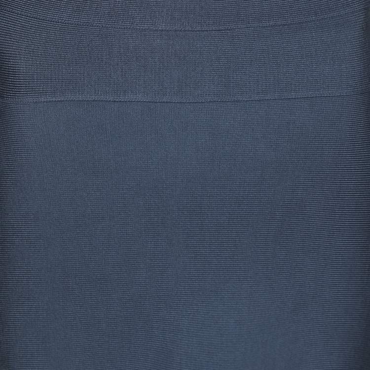 Pre Owned Herve Leger Blue Knit Mini Skirt M