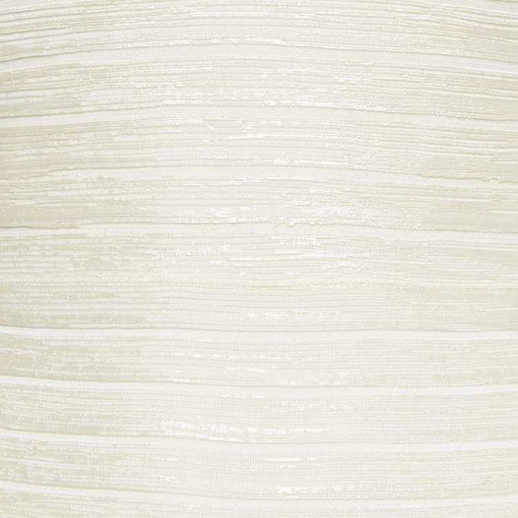 Pre Owned Herve Leger White Coated Knit Bandage Mini Dress S
